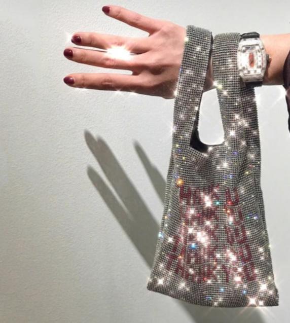 Close-up of Bling 'Runway' Tote, luxury details for Fall 2024.