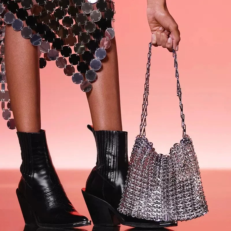 Glam Metal Mesh Bag - The Lux Muse