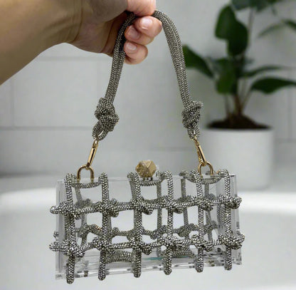 Caged Acrylic Rhinestone Bag - The Lux Muse